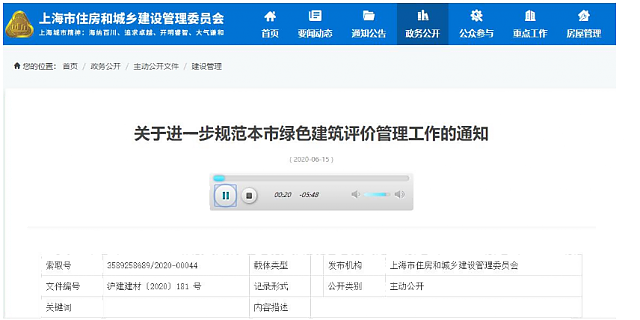 【上海】關于進一步規范本市綠色建筑評價管理工作的通知