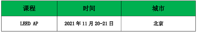 綠建之窗2021年LEED_AP北京11月份培訓安排，報名從速！
