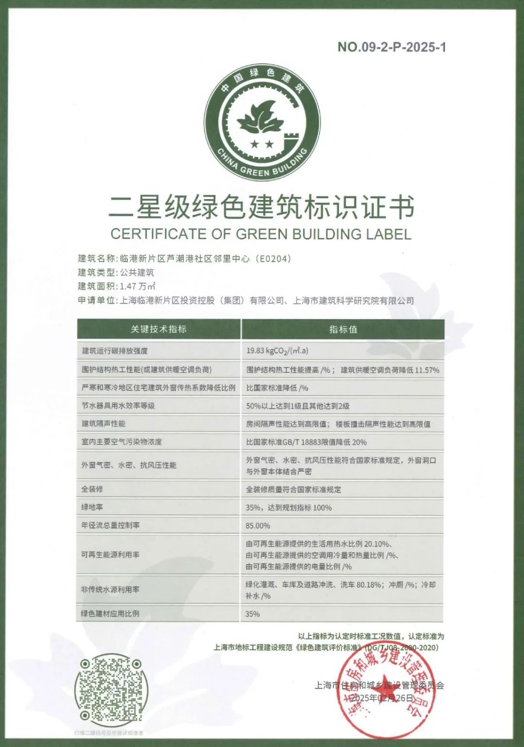 綠·碳·慧 | 臨港新片區6個項目獲得市住房城鄉建設管理委二星級綠色建筑標識